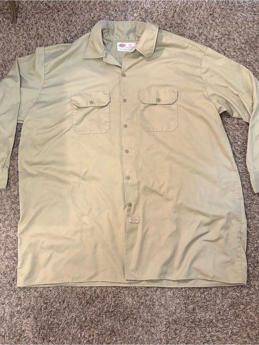 Dickies Khaki Long Sleeve Work Shirt Size 3XL